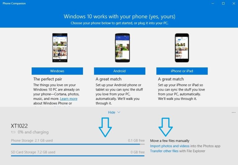 Как синхронизировать телефон Android и iPhone с Windows 10
